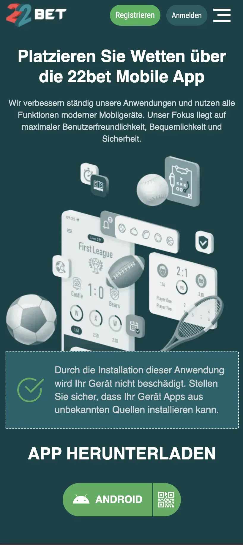 App-Ansicht – 22Bet